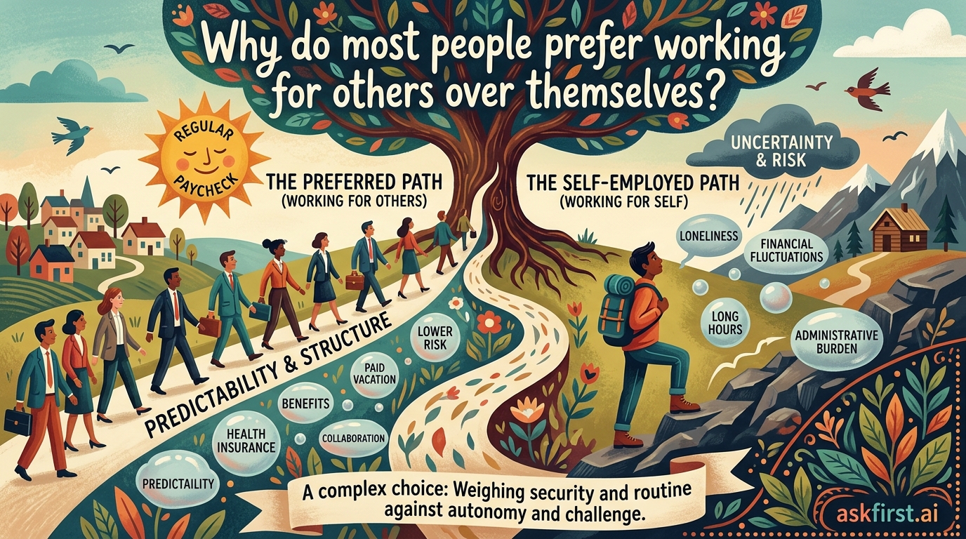 Why do most people prefer working for others over themselves? Why do most people prefer working for others over themselves?