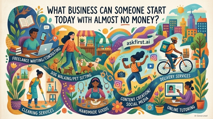 What business can someone start today with almost no money? What business can someone start today with almost no money?