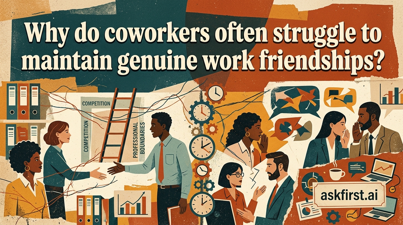 Why do coworkers often struggle to maintain genuine work friendships? Why do coworkers often struggle to maintain genuine work friendships?