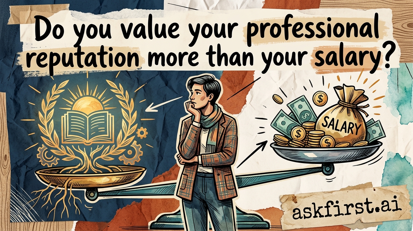 Do you value your professional reputation more than your salary? Do you value your professional reputation more than your salary?