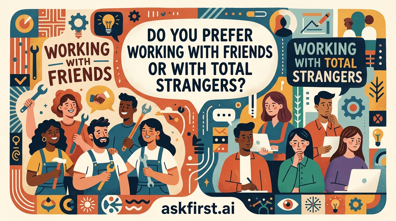 Do you prefer working with friends or with total strangers? Do you prefer working with friends or with total strangers?
