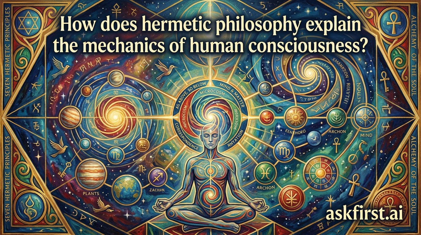 How does hermetic philosophy explain the mechanics of human consciousness? How does hermetic philosophy explain the mechanics of human consciousness?
