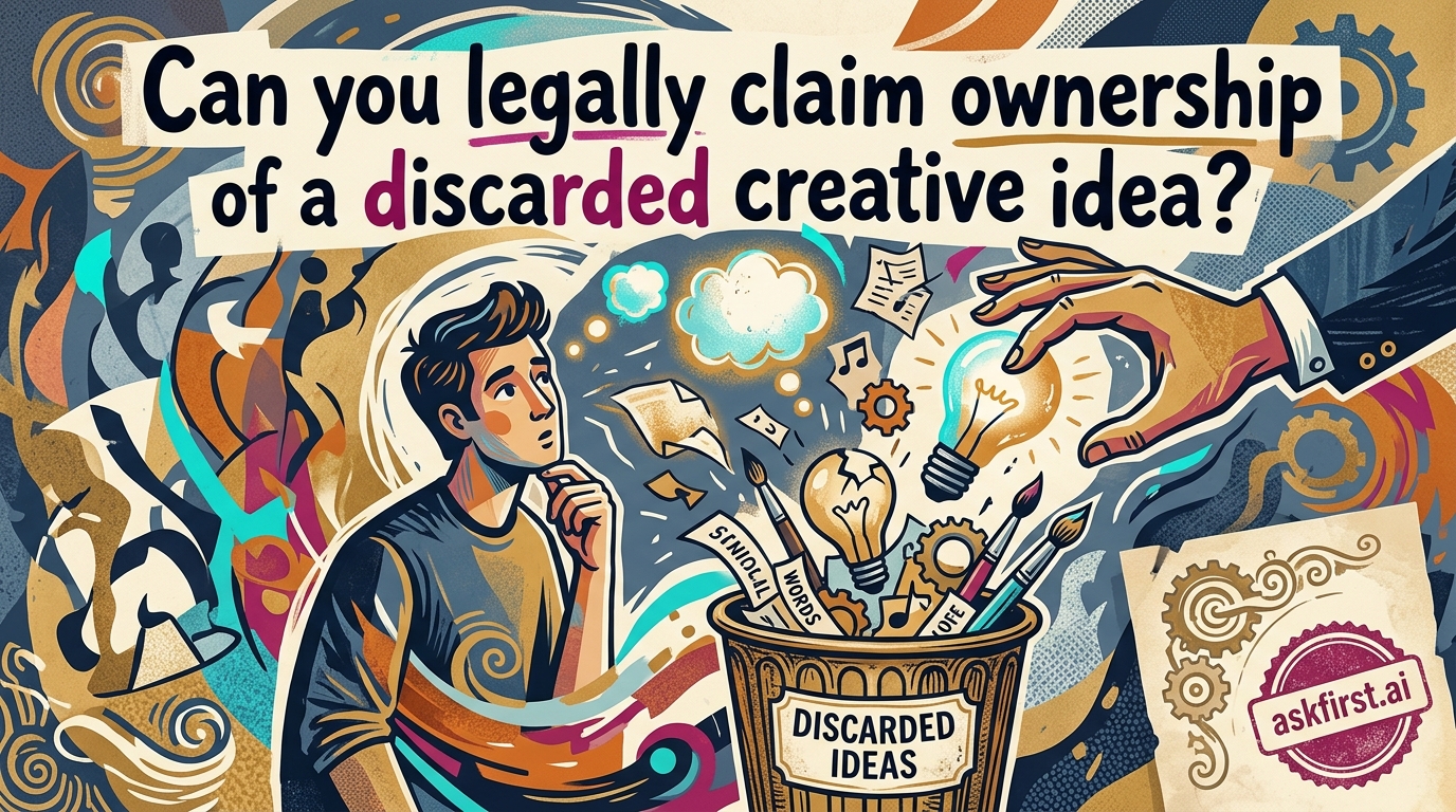Can you legally claim ownership of a discarded creative idea? Can you legally claim ownership of a discarded creative idea?