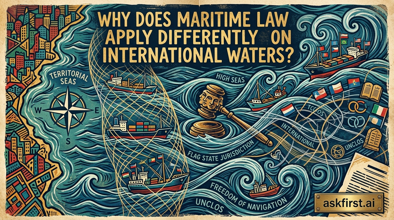Why does maritime law apply differently on international waters? Why does maritime law apply differently on international waters?