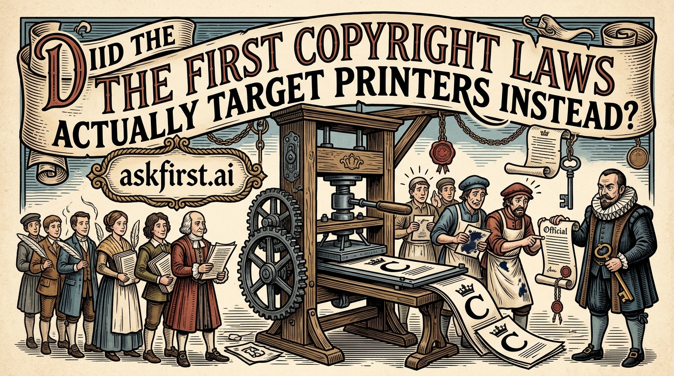 Did the first copyright laws actually target printers instead? Did the first copyright laws actually target printers instead?