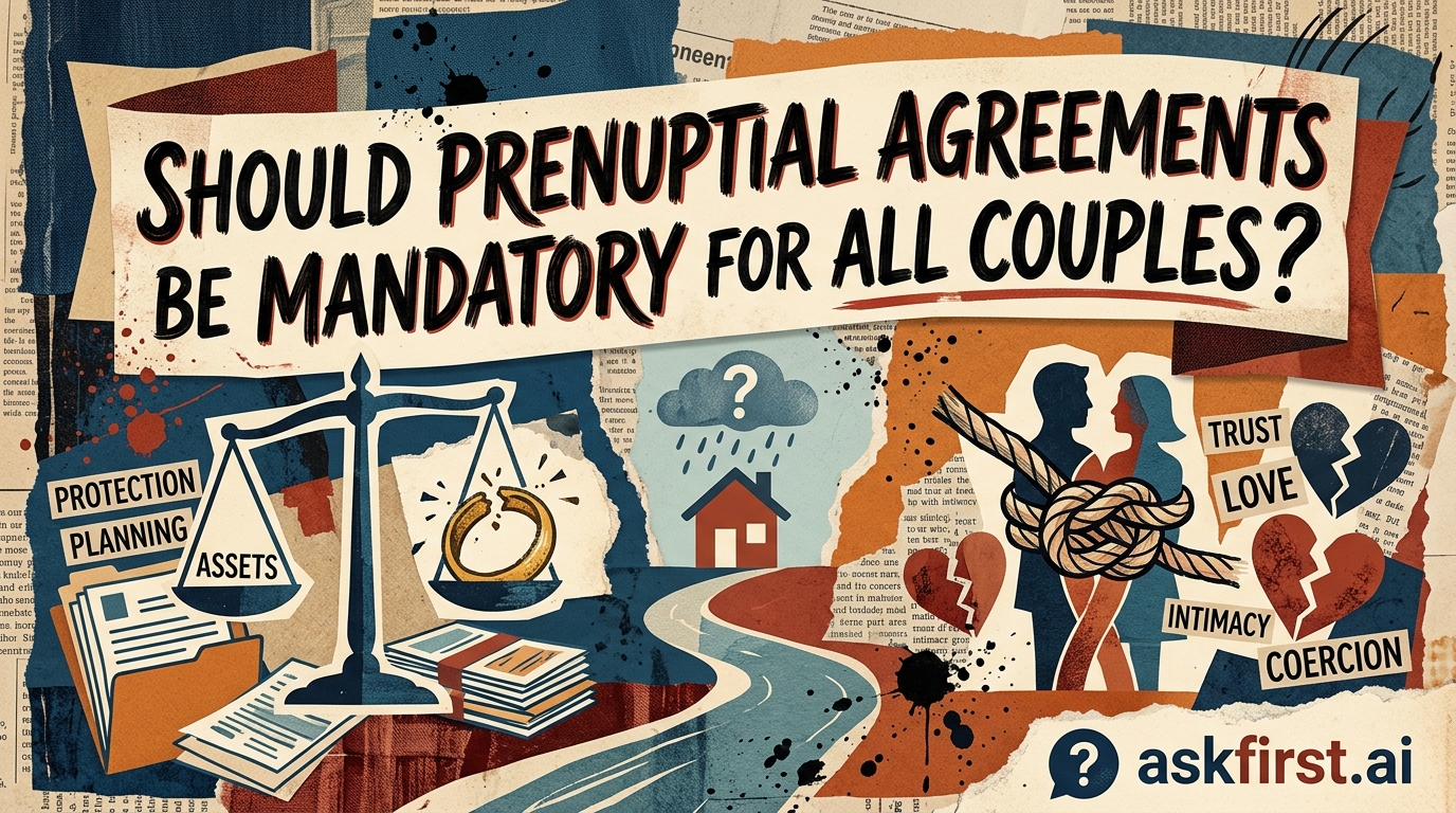 Should prenuptial agreements be mandatory for all couples? Should prenuptial agreements be mandatory for all couples?