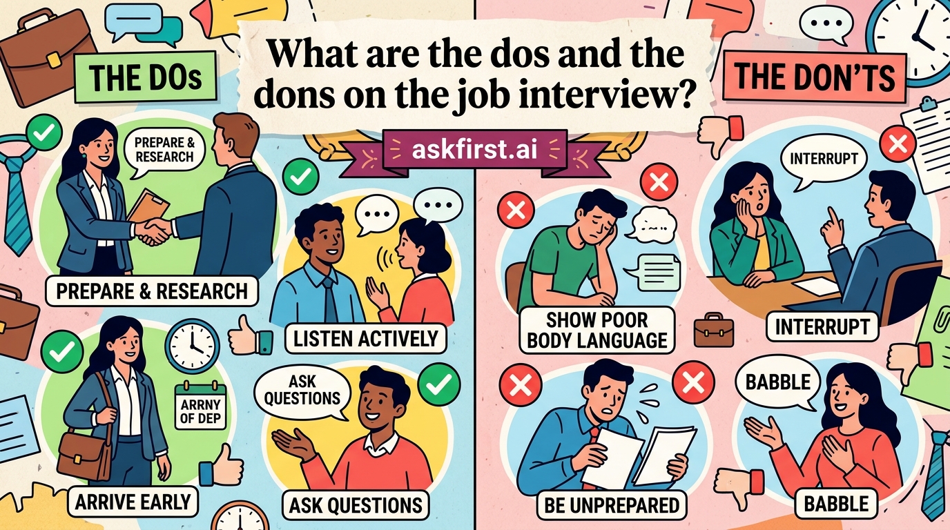 What are the dos and the dons on the job interview? What are the dos and the dons on the job interview?