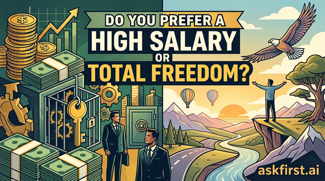 Do you prefer a high salary or total freedom? Do you prefer a high salary or total freedom?