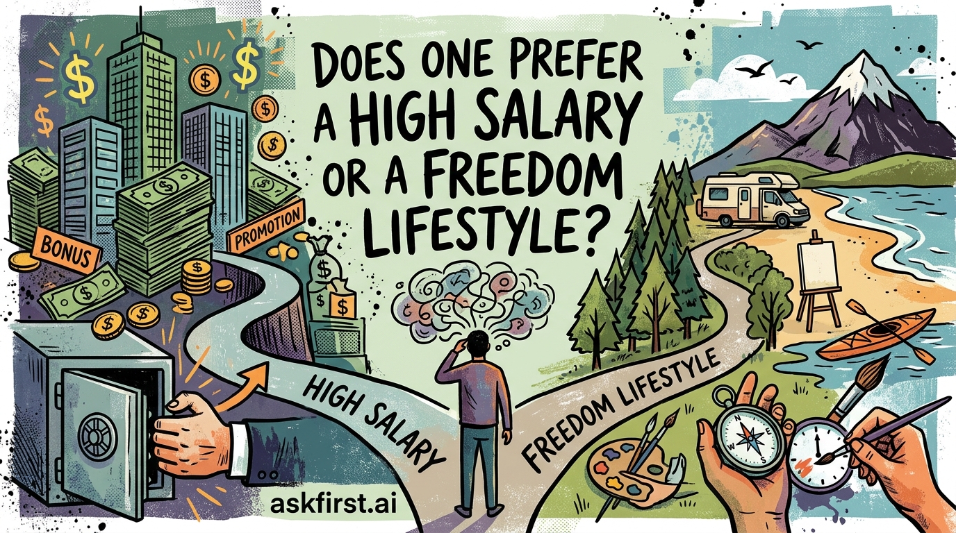 Does one prefer a high salary or a freedom lifestyle? Does one prefer a high salary or a freedom lifestyle?