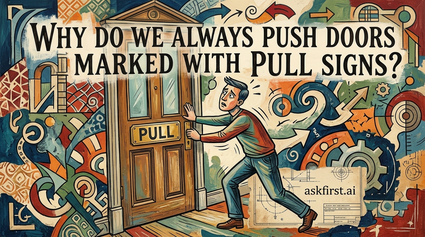 Why do we always push doors marked with pull signs? Why do we always push doors marked with pull signs?