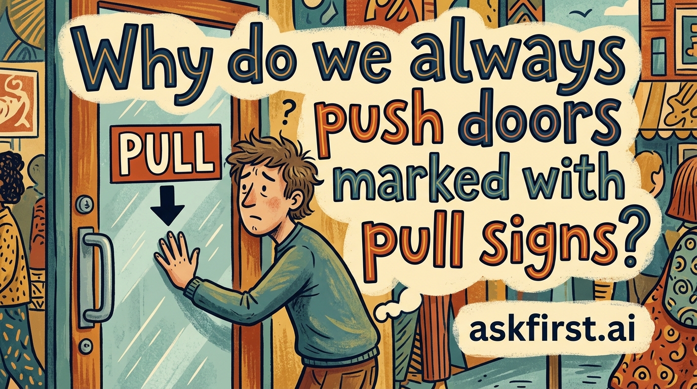 Why do we always push doors marked with pull signs? Why do we always push doors marked with pull signs?