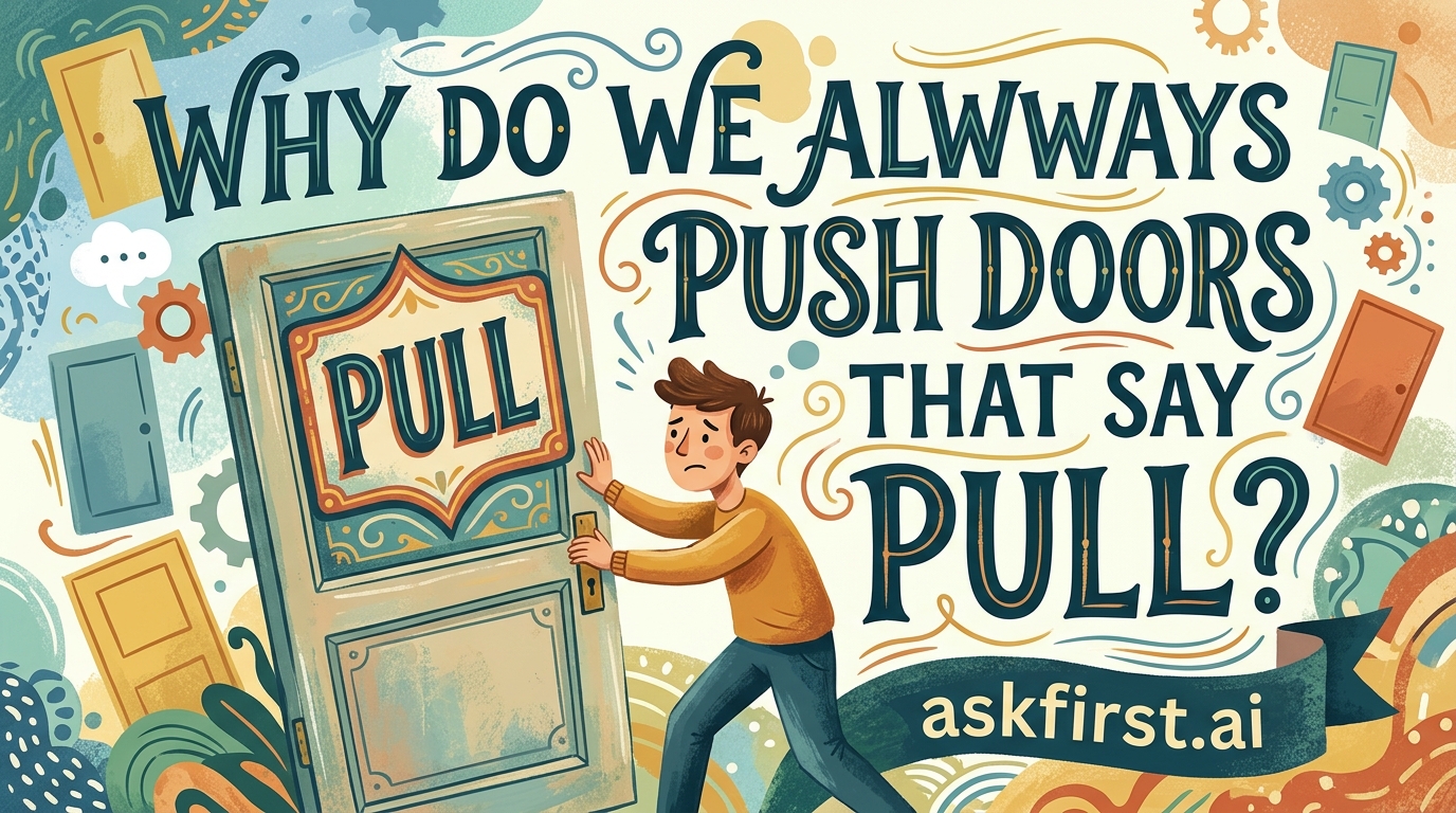 Why do we always push doors that say pull? Why do we always push doors that say pull?