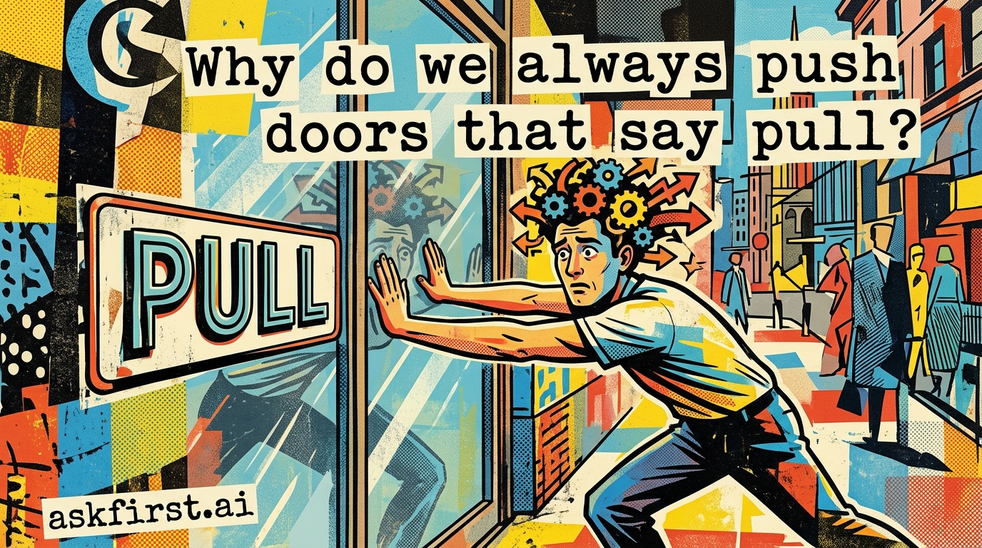 Why do we always push doors that say pull? Why do we always push doors that say pull?