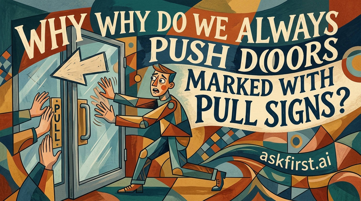 Why do we always push doors marked with pull signs? Why do we always push doors marked with pull signs?