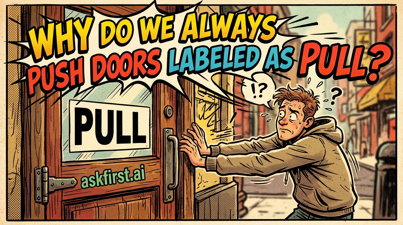 Why do we always push doors labeled as pull? Why do we always push doors labeled as pull?