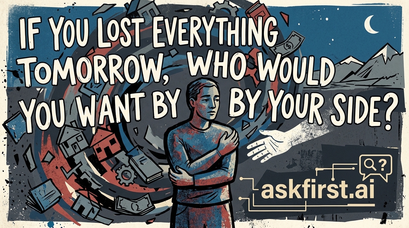 If you lost everything tomorrow, who would you want by your side? If you lost everything tomorrow, who would you want by your side?