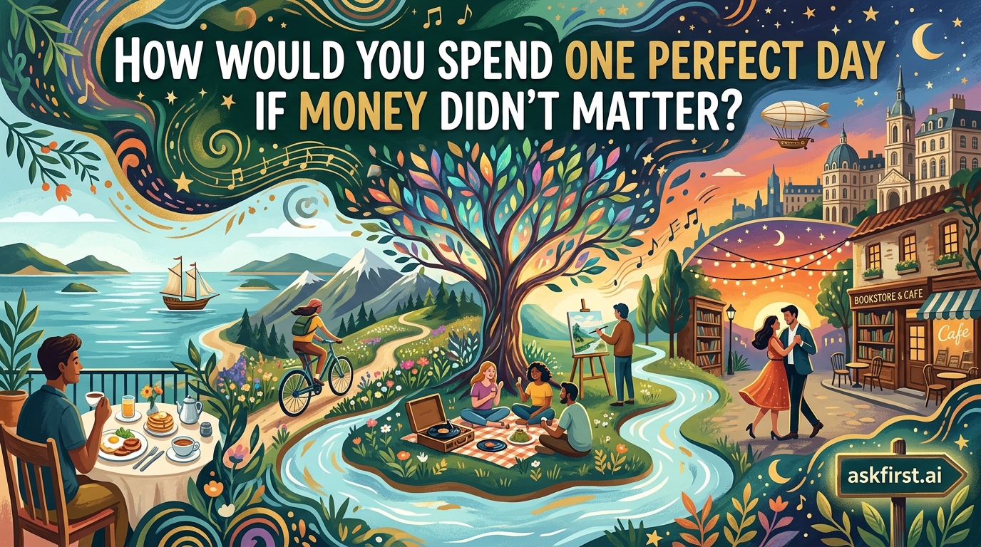 How would you spend one perfect day if money didn’t matter? How would you spend one perfect day if money didn’t matter?