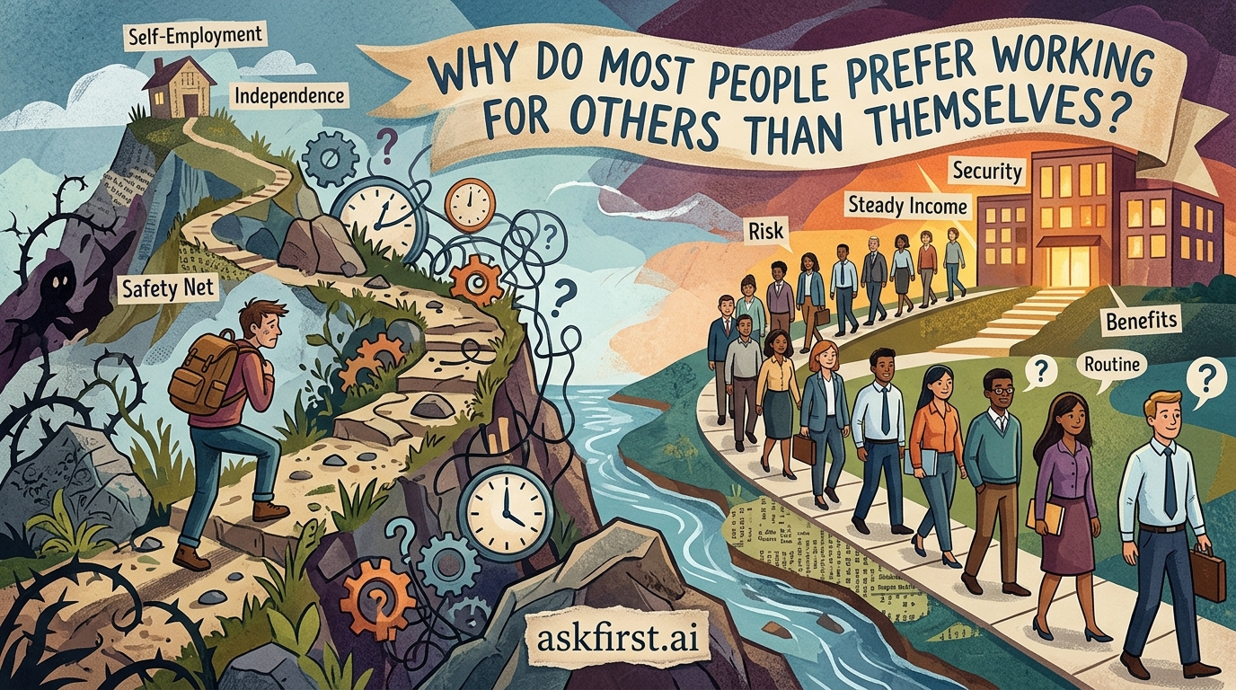 Why do most people prefer working for others than themselves? Why do most people prefer working for others than themselves?
