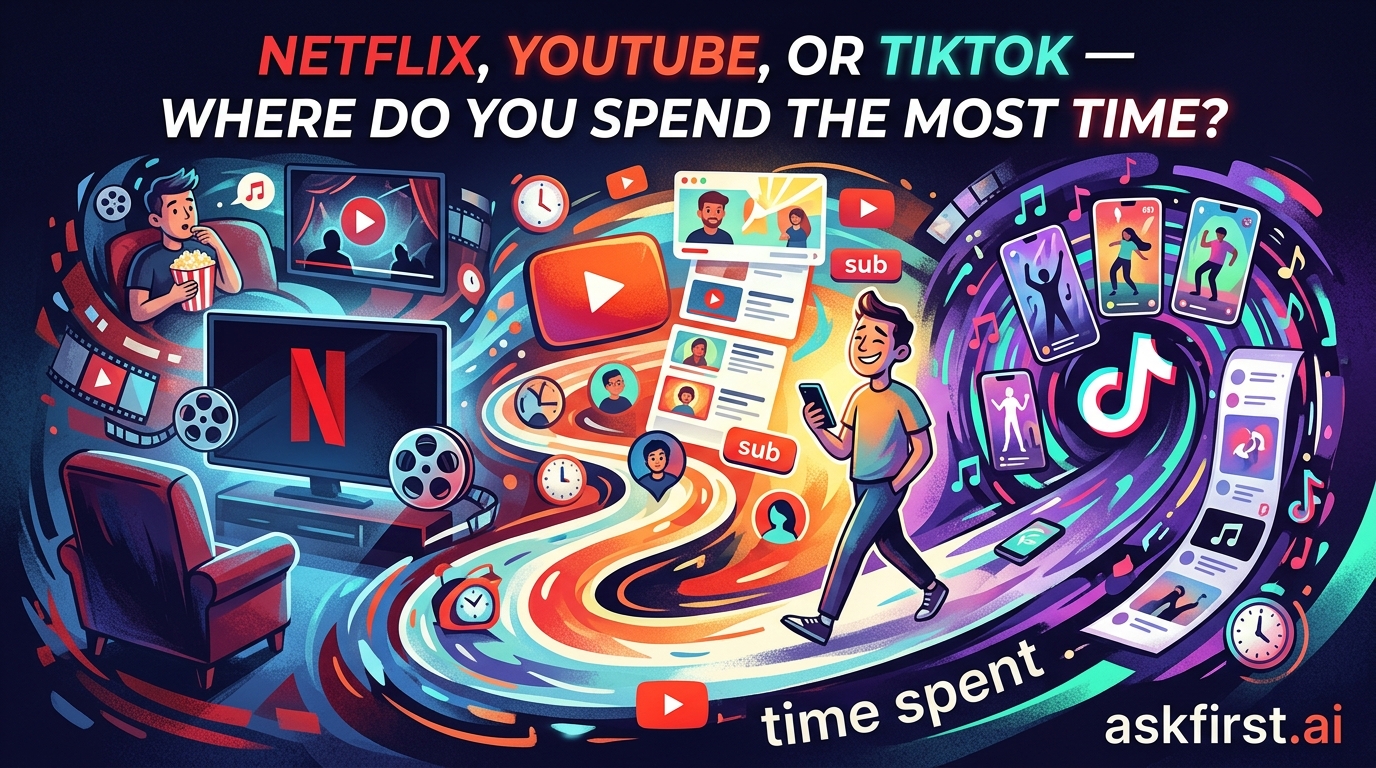 Netflix, YouTube, or TikTok — where do you spend the most time? Netflix, YouTube, or TikTok — where do you spend the most time?