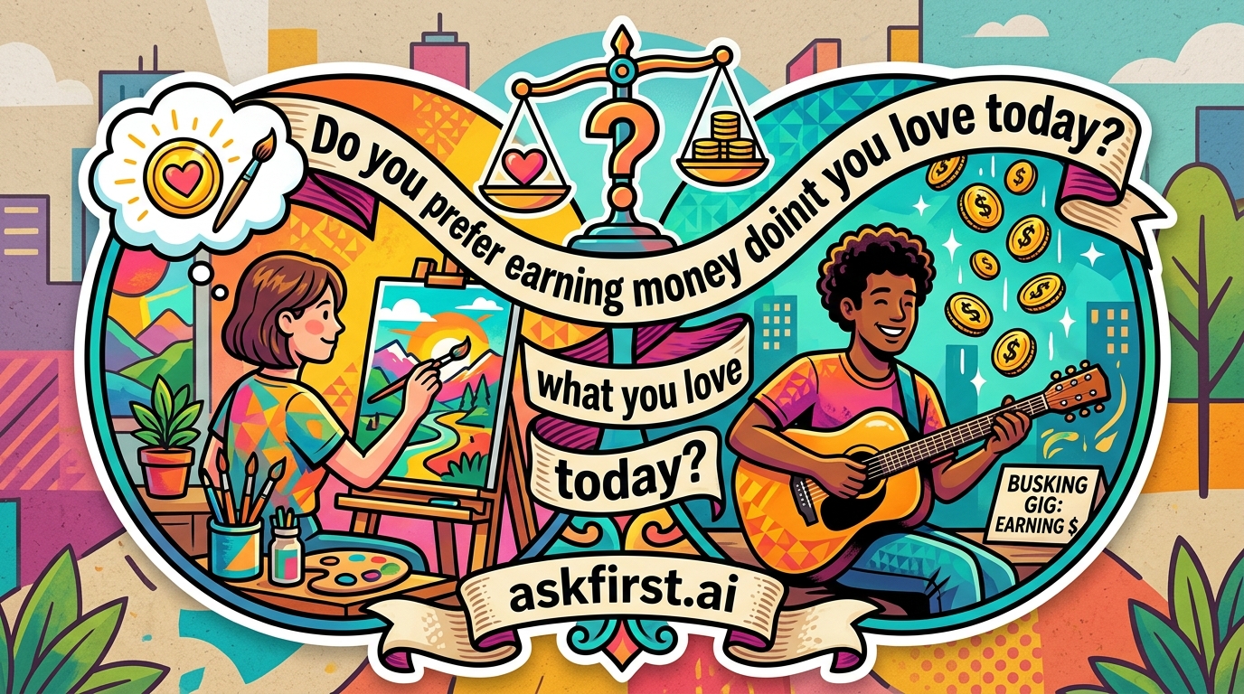 Do you prefer earning money doing what you love today? Do you prefer earning money doing what you love today?