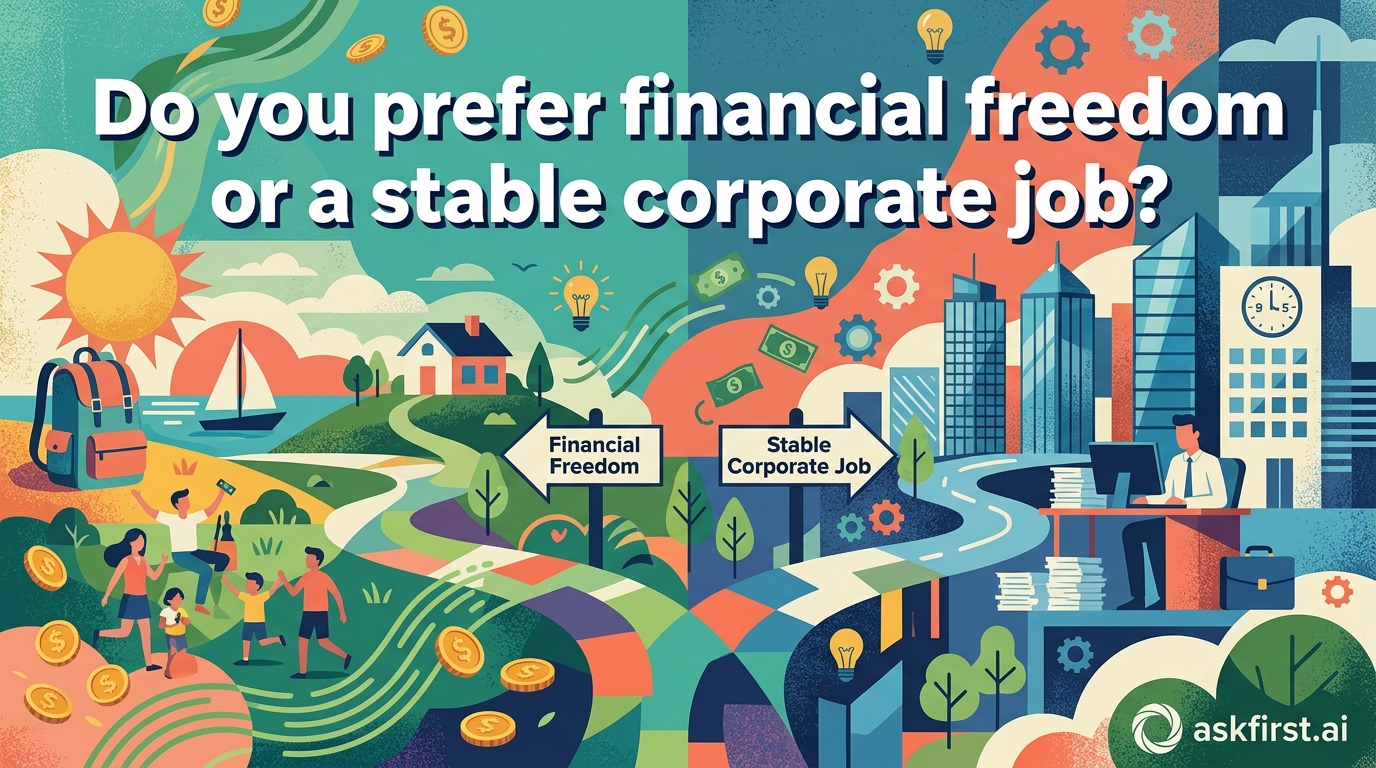 Do you prefer financial freedom or a stable corporate job? Do you prefer financial freedom or a stable corporate job?
