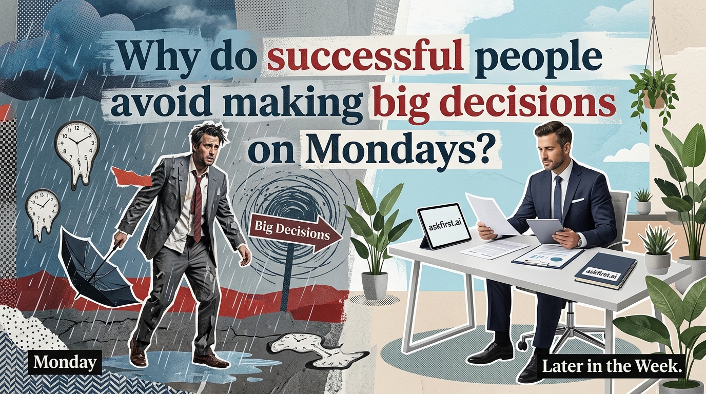 Why do successful people avoid making big decisions on Mondays? Why do successful people avoid making big decisions on Mondays?