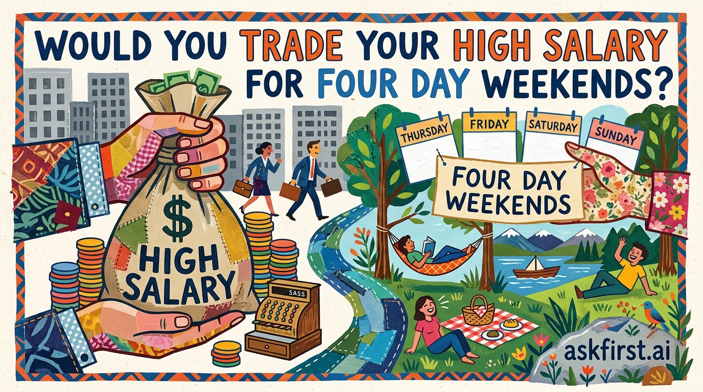 Would you trade your high salary for four day weekends? Would you trade your high salary for four day weekends?