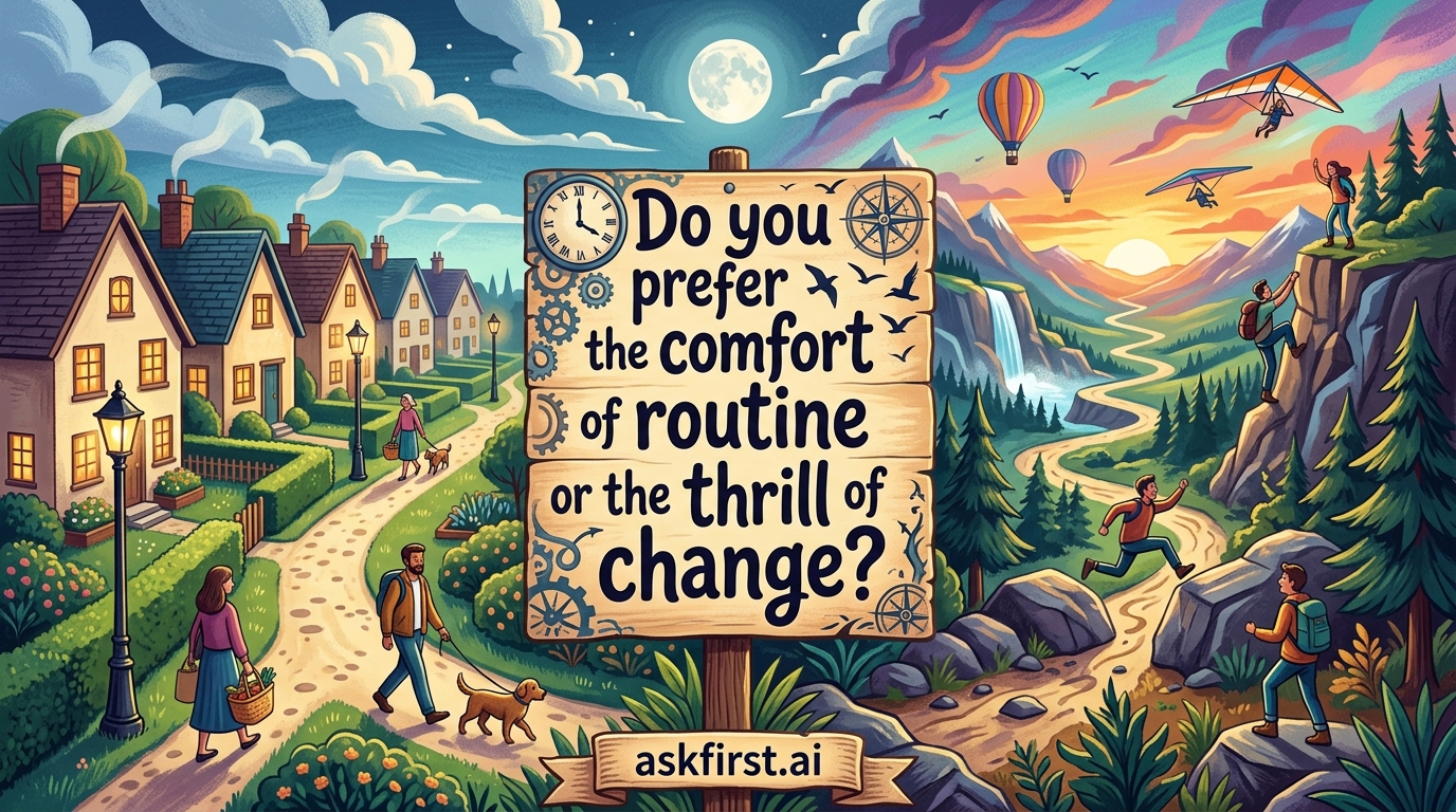 Do you prefer the comfort of routine or the thrill of change? Do you prefer the comfort of routine or the thrill of change?