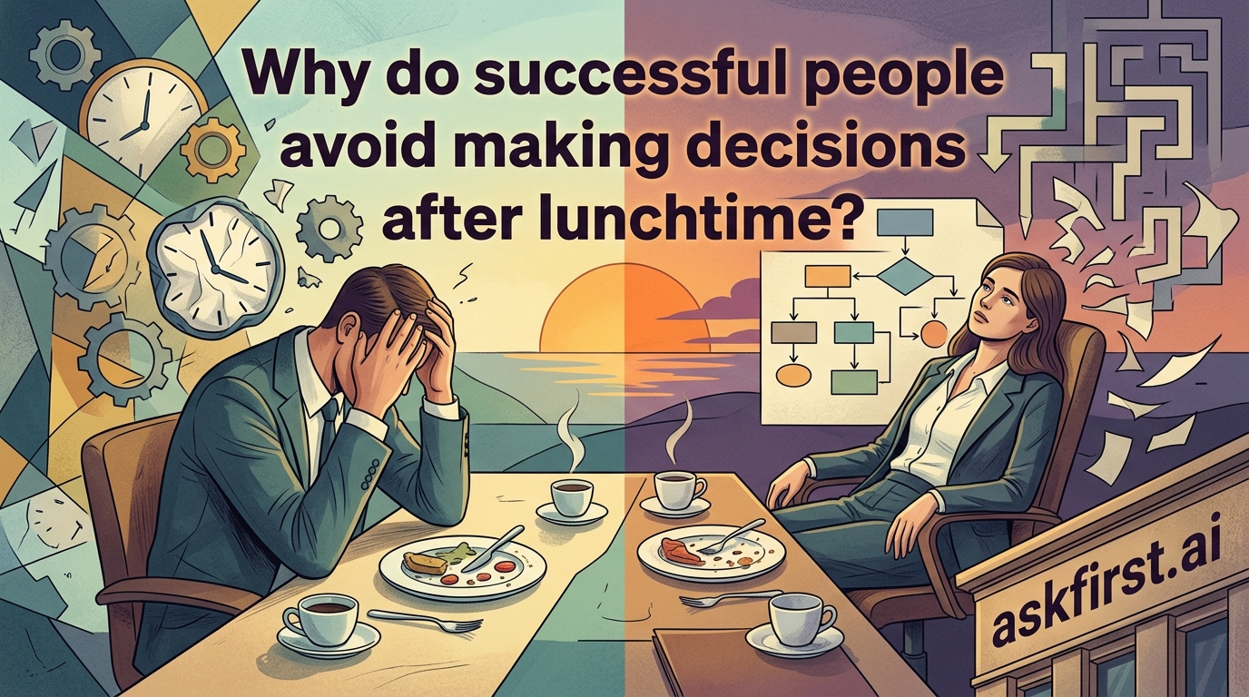 Why do successful people avoid making decisions after lunchtime? Why do successful people avoid making decisions after lunchtime?