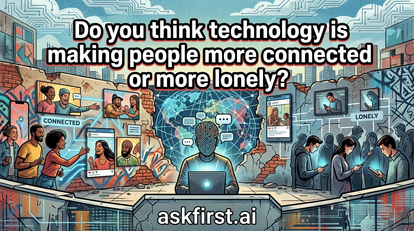 Do you think technology is making people more connected or more lonely? Do you think technology is making people more connected or more lonely?