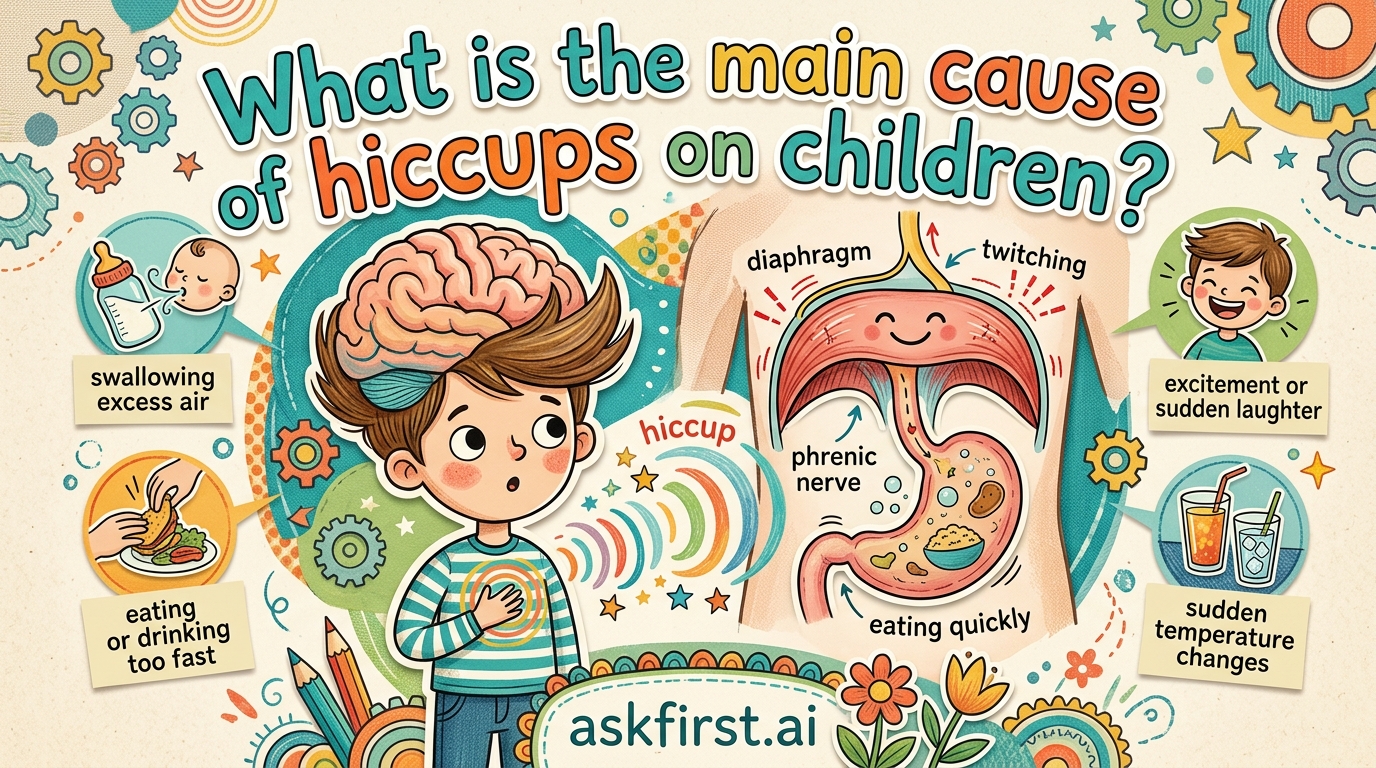 What is the main cause of hiccups on children? What is the main cause of hiccups on children?