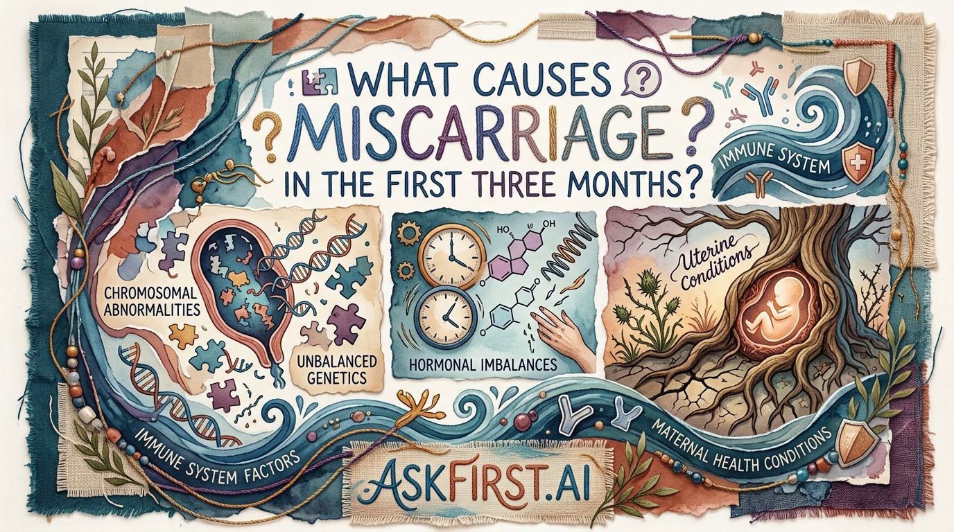 What causes miscarriage in the first three months? What causes miscarriage in the first three months?