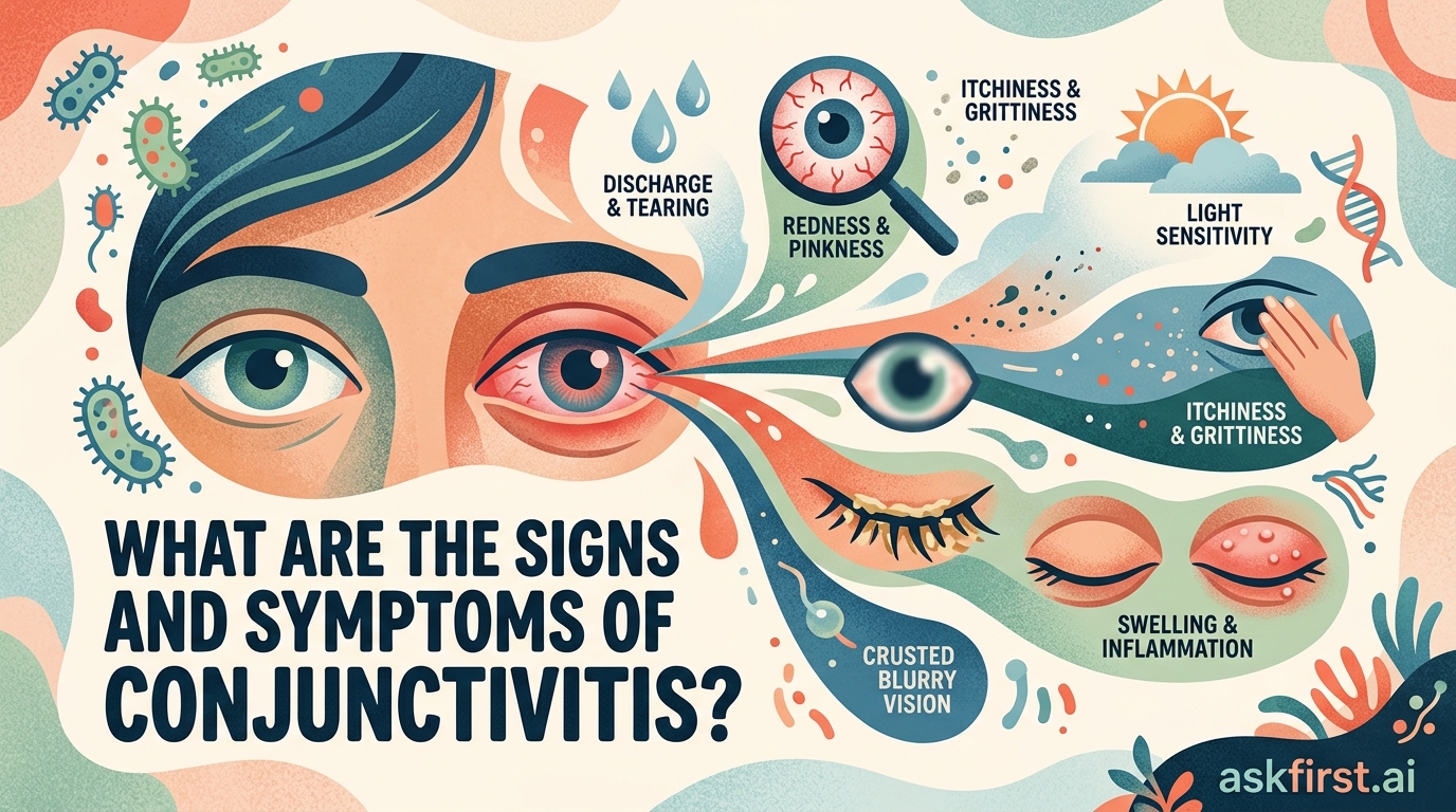 What are the signs and symptoms of conjunctivitis? What are the signs and symptoms of conjunctivitis?