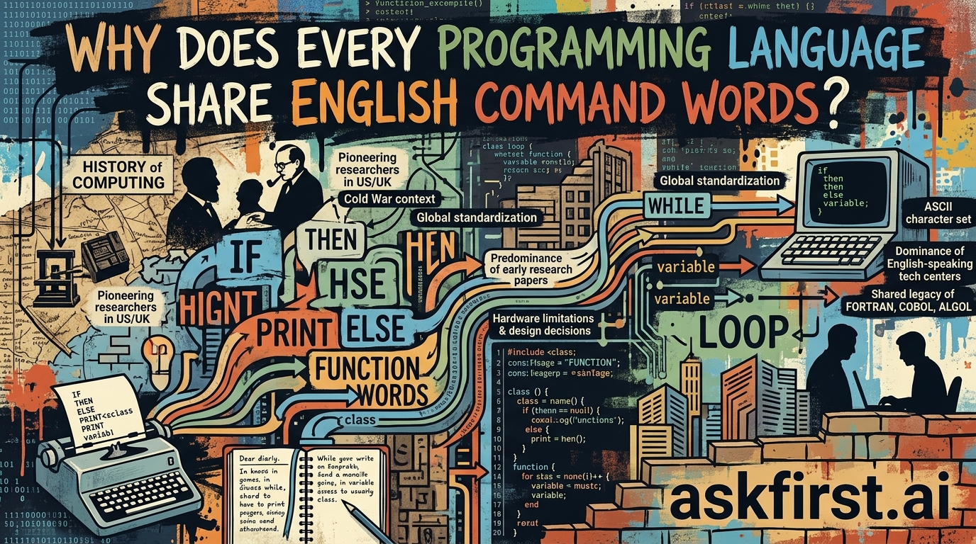 Why does every programming language share English command words? Why does every programming language share English command words?