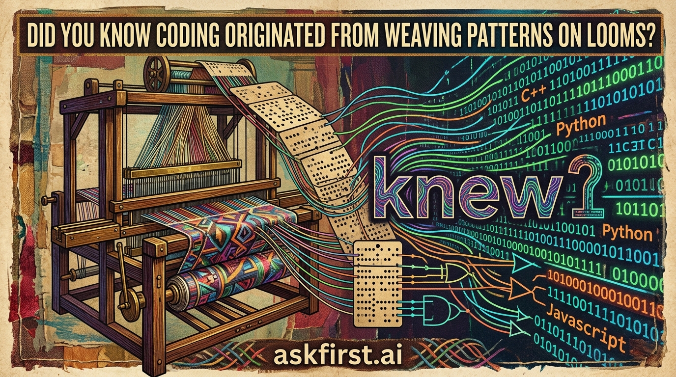 Did you know coding originated from weaving patterns on looms? Did you know coding originated from weaving patterns on looms?