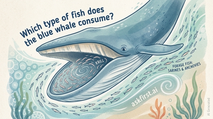 Which type of fish does the blue whale consume? Which type of fish does the blue whale consume?