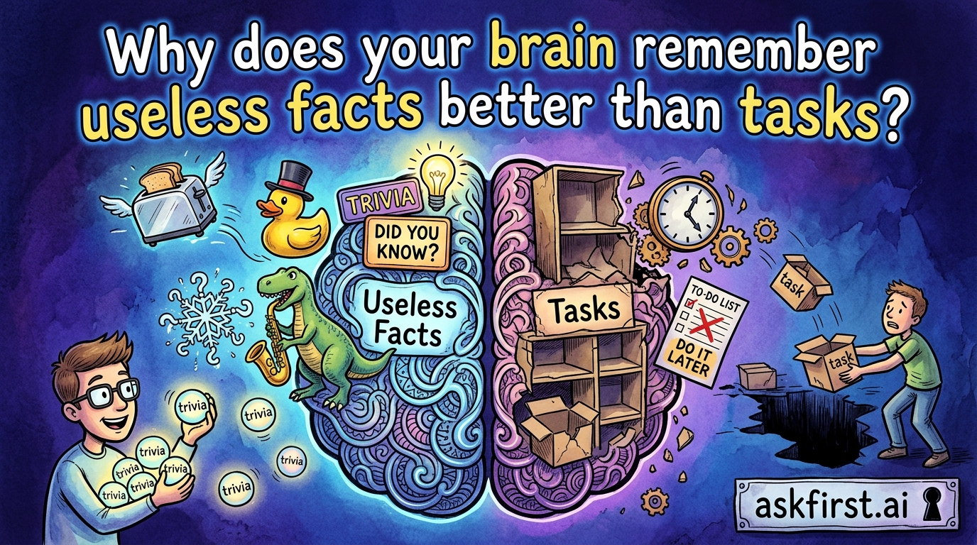 Why does your brain remember useless facts better than tasks? Why does your brain remember useless facts better than tasks?