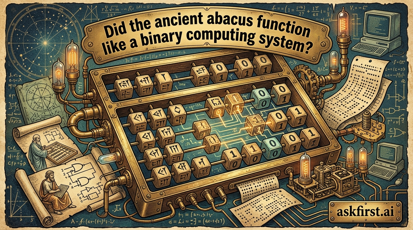 Did the ancient abacus function like a binary computing system? Did the ancient abacus function like a binary computing system?