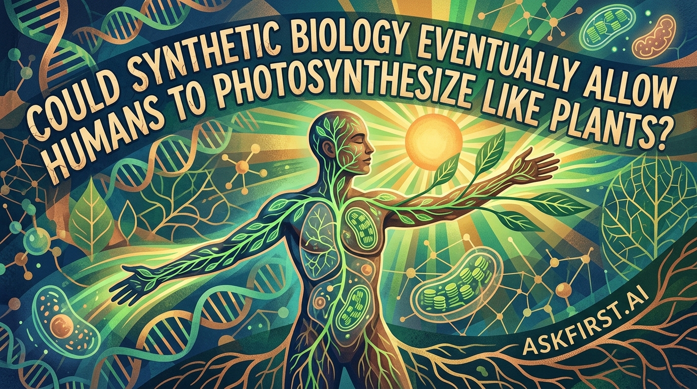 Could synthetic biology eventually allow humans to photosynthesize like plants? Could synthetic biology eventually allow humans to photosynthesize like plants?