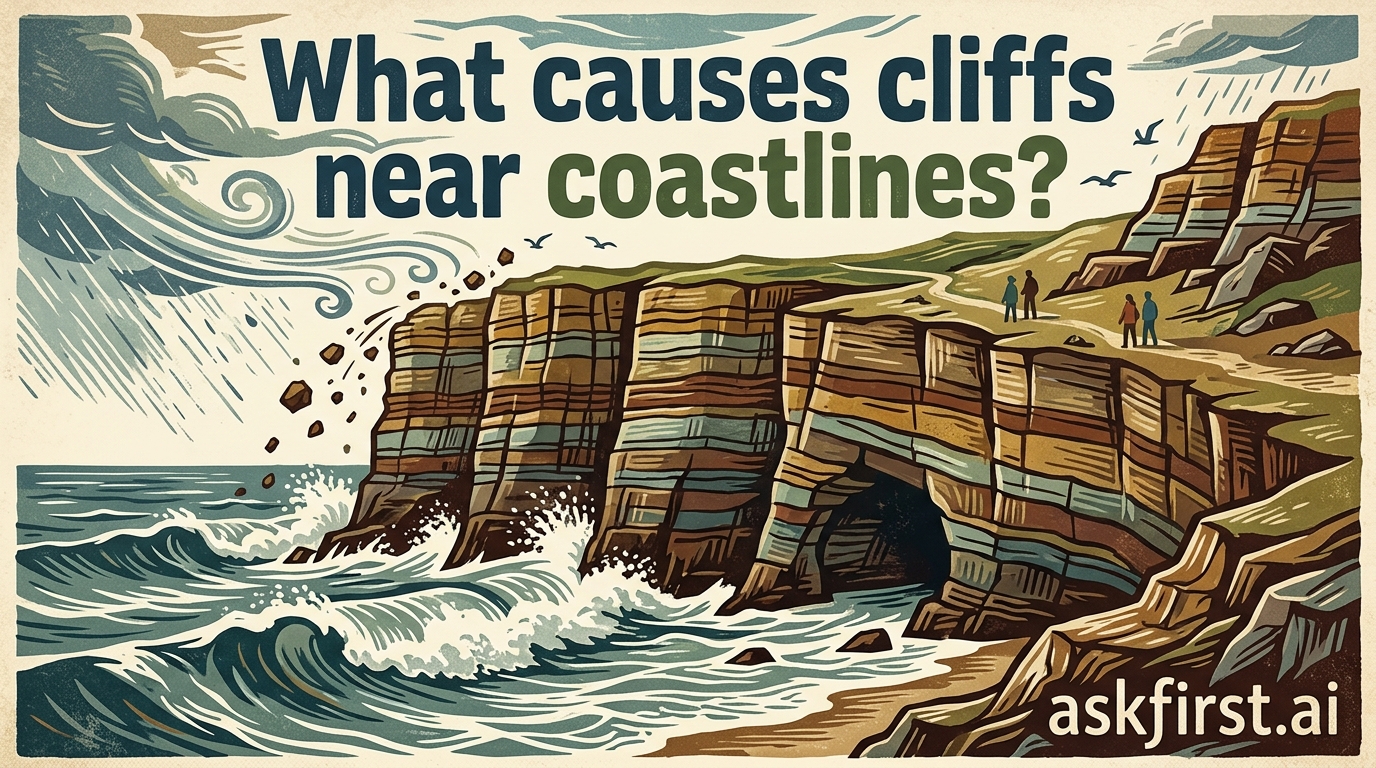 What causes cliffs near coastlines? What causes cliffs near coastlines?