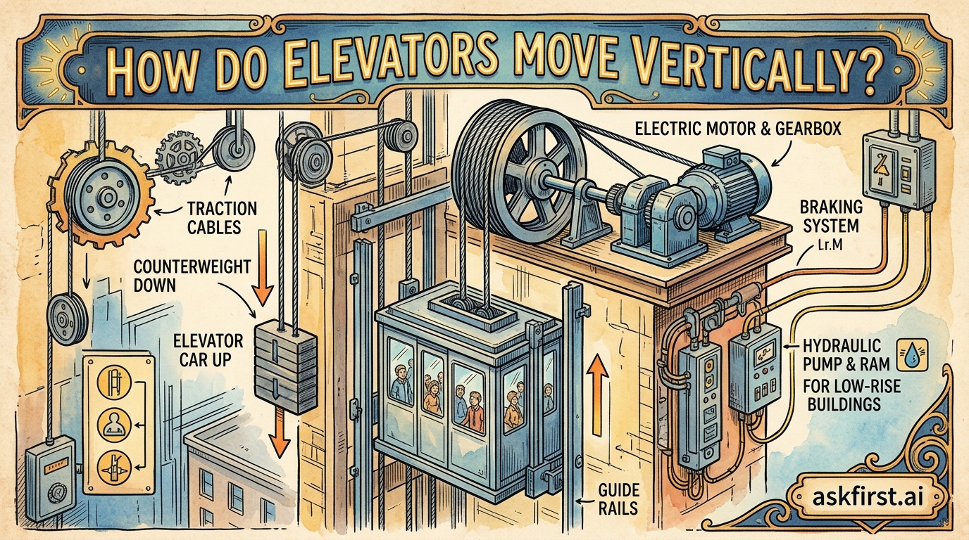 How do elevators move vertically? How do elevators move vertically?