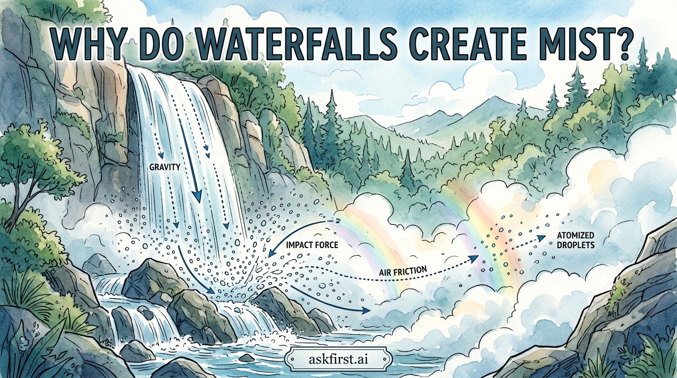 Why do waterfalls create mist? Why do waterfalls create mist?