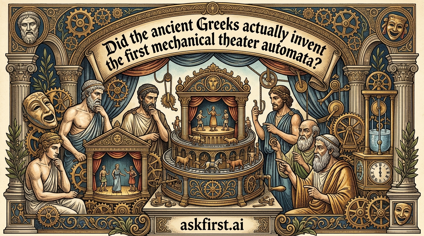 Did the ancient Greeks actually invent the first mechanical theater automata? Did the ancient Greeks actually invent the first mechanical theater automata?
