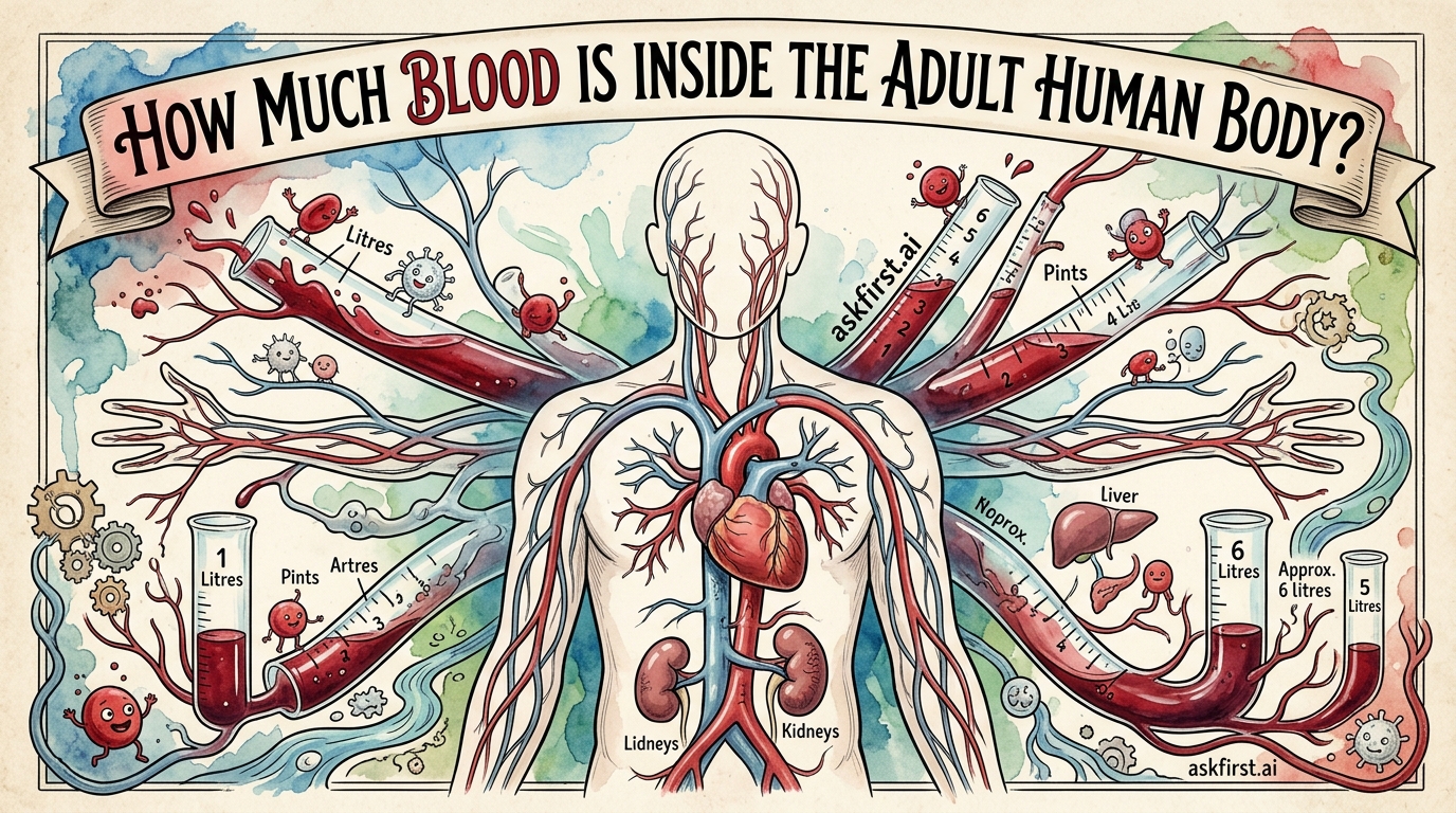 How much blood is inside the adult human body? How much blood is inside the adult human body?