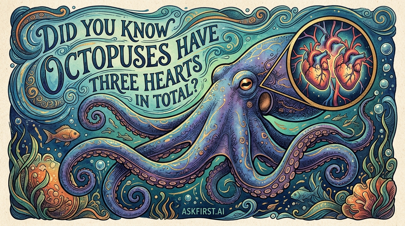 Did you know octopuses have three hearts in total? Did you know octopuses have three hearts in total?
