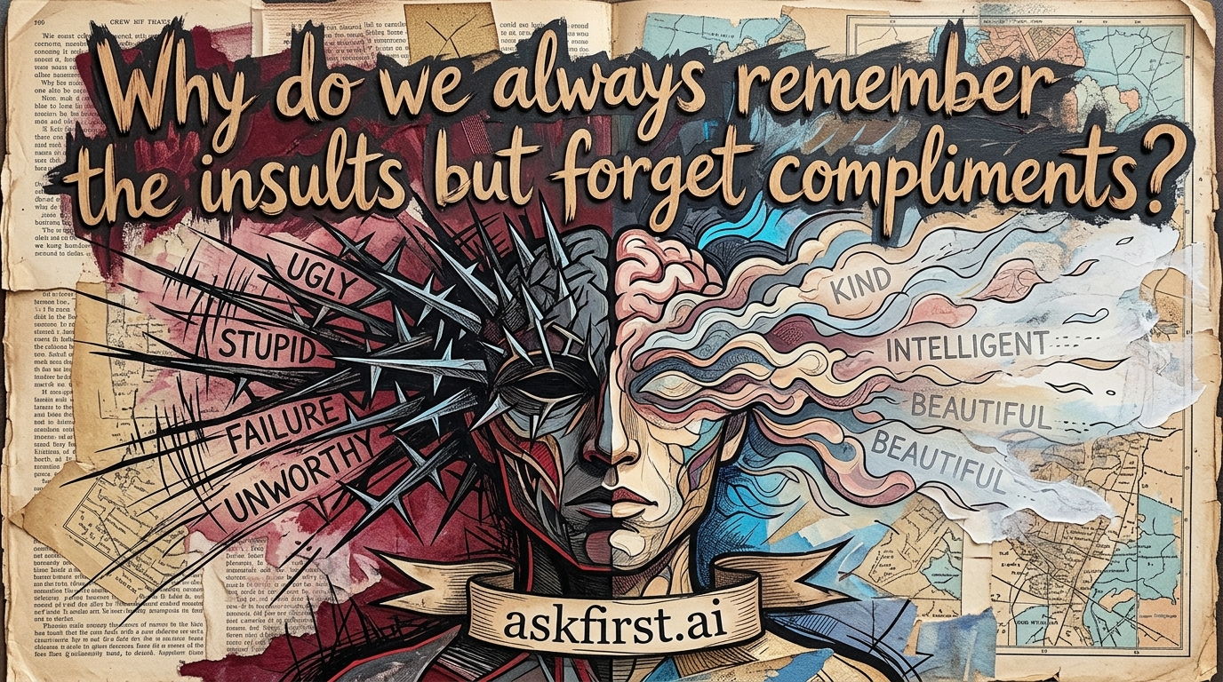 Why do we always remember the insults but forget compliments? Why do we always remember the insults but forget compliments?