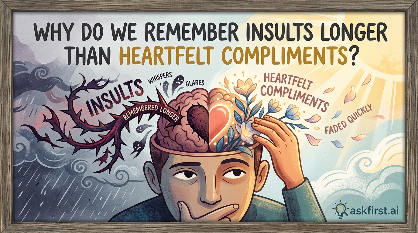 Why do we remember insults longer than heartfelt compliments? Why do we remember insults longer than heartfelt compliments?