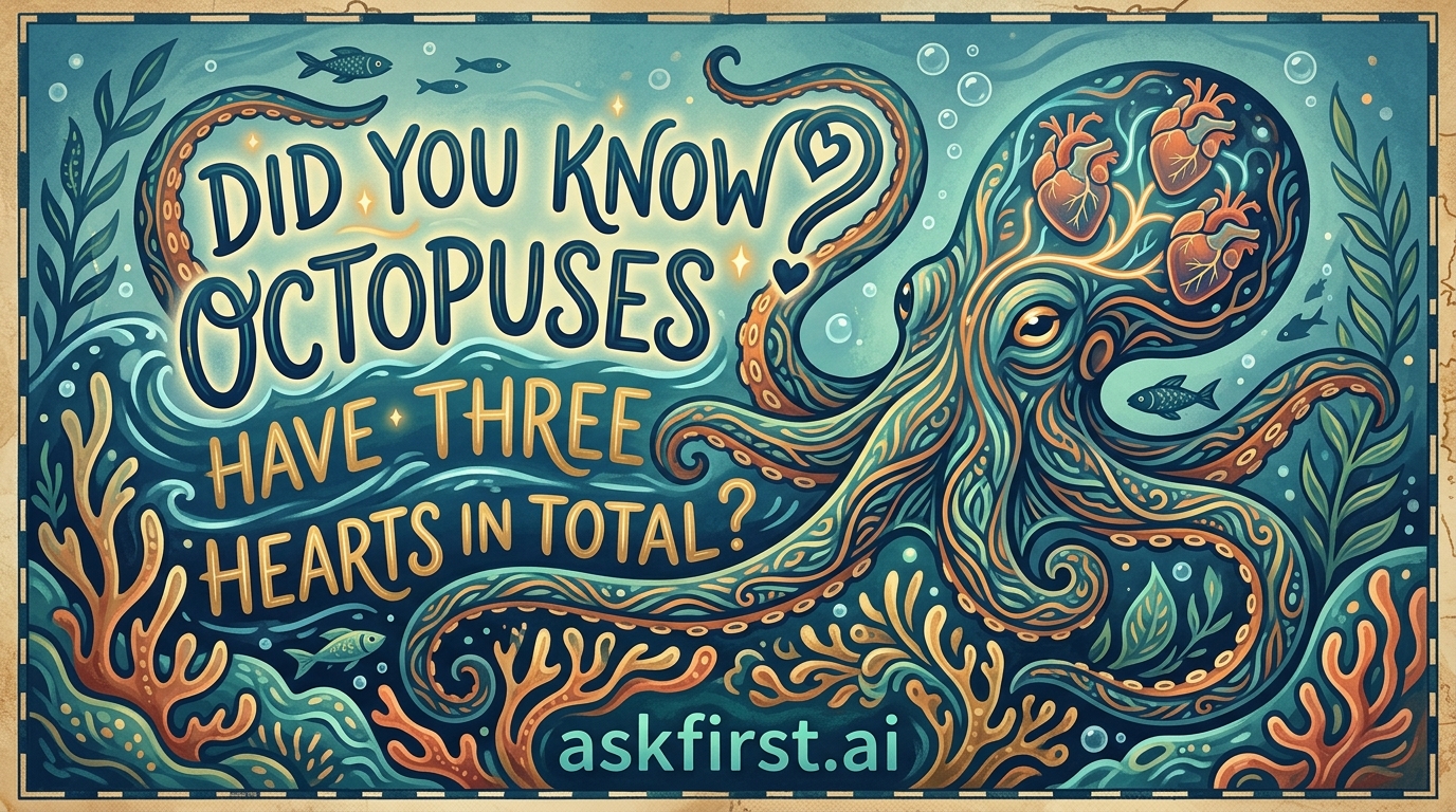 Did you know octopuses have three hearts in total? Did you know octopuses have three hearts in total?