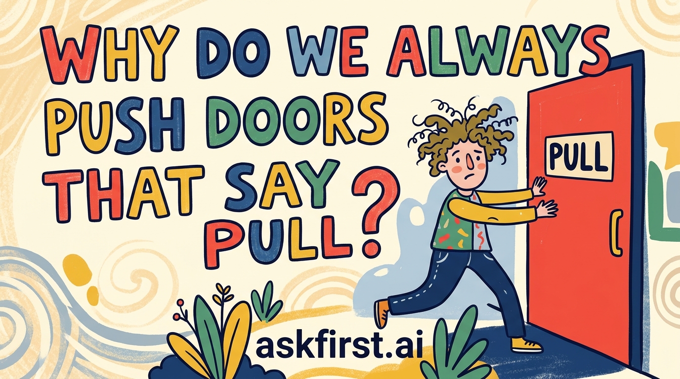 Why do we always push doors that say pull? Why do we always push doors that say pull?
