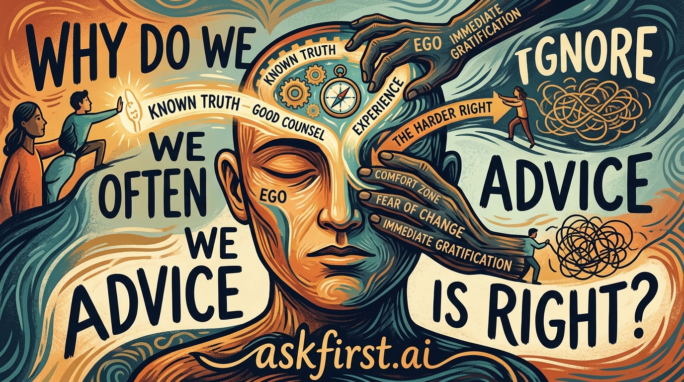 Why do we often ignore advice we know is right? Why do we often ignore advice we know is right?